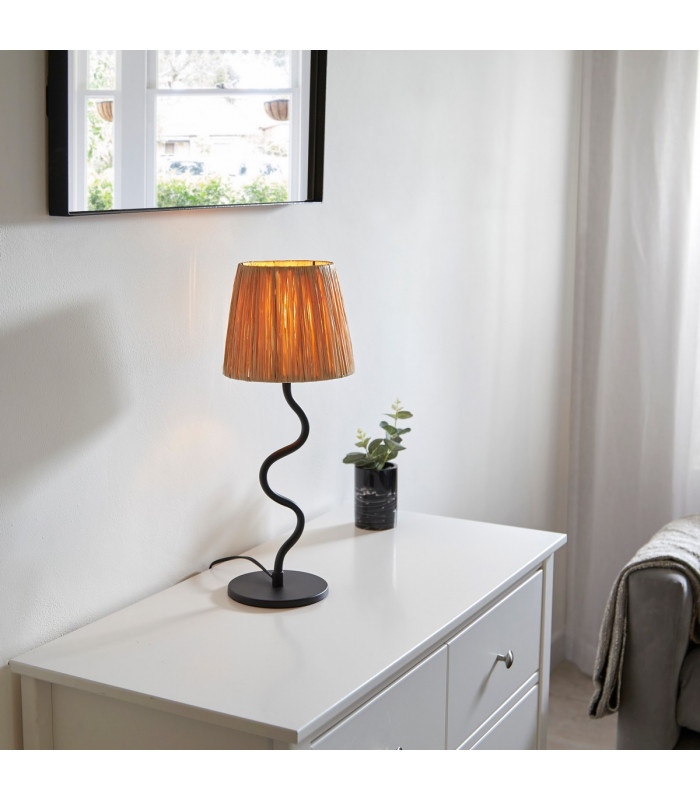 Wriggle 1 Light Table Lamp Matt Black Natural Raffia-4