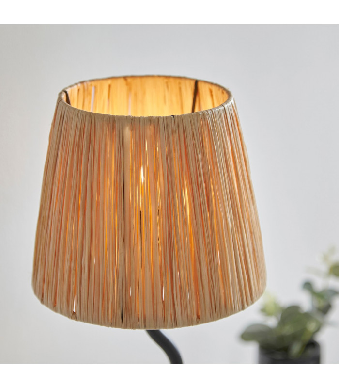 Wriggle 1 Light Table Lamp Matt Black Natural Raffia-7