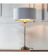 Highclere 1 Light Table Lamp Antique Brass Plate Vintage White Fabric-4