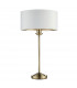 Highclere 1 Light Table Lamp Antique Brass Plate Vintage White Fabric-8