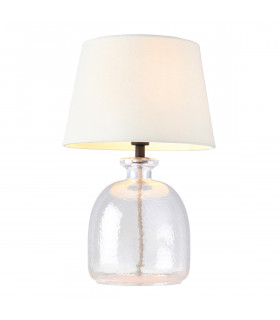 Lyra & Cici 1 Light Table Lamp Clear Textured Glass Ivory Linen Mix Fabric-1