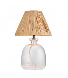 Lyra Raffia 1 Light Table Lamp Clear Textured Glass Natural Raffia-1