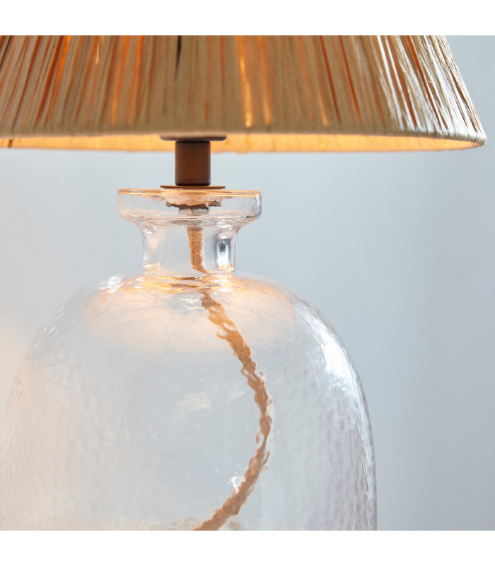 Lyra Raffia 1 Light Table Lamp Clear Textured Glass Natural Raffia-5