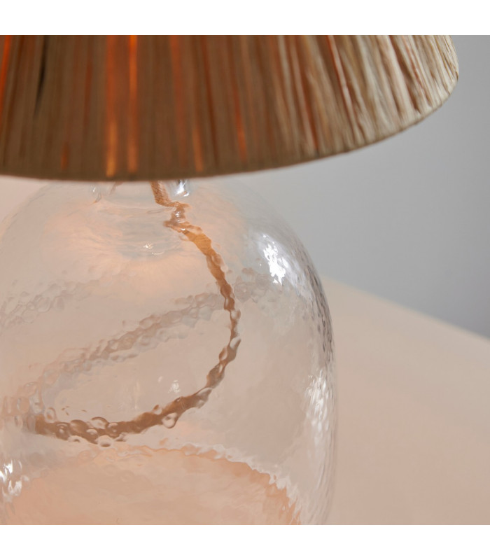 Lyra Raffia 1 Light Table Lamp Clear Textured Glass Natural Raffia-7