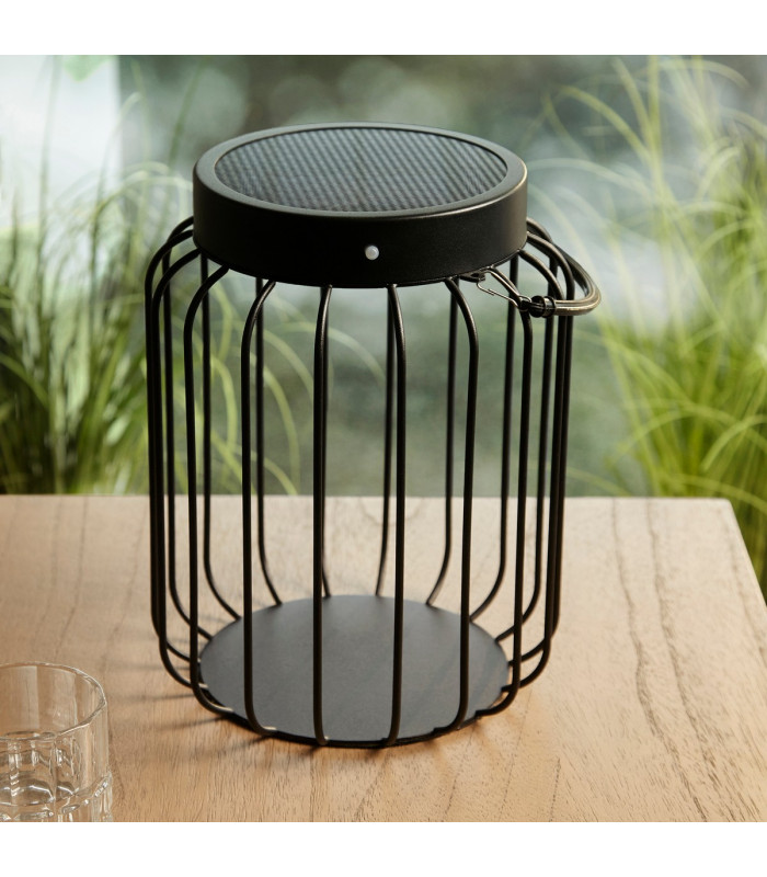 Tropic Integrated LED Solar Table Lamp Matt Black Clear Glass IP44-3