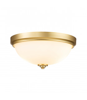 Feiss Malibu Bowl Semi Flush Ceiling Light Brushed Brass IP44-1