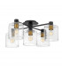 Hinkley Axel Multi Arm Semi Flush Ceiling Lamp Black with Heritage Brass-1