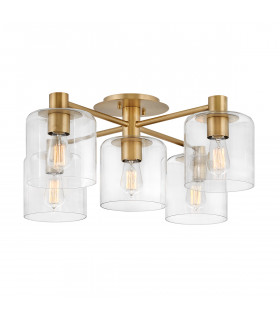 Hinkley Axel Multi Arm Semi Flush Ceiling Lamp Heritage Brass-1