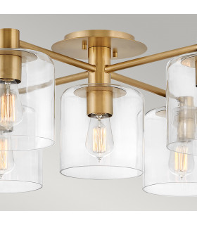 Hinkley Axel Multi Arm Semi Flush Ceiling Lamp Heritage Brass-2