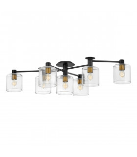 Hinkley Axel Multi Arm Semi Flush Ceiling Lamp Black with Heritage Brass-1