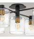 Hinkley Axel Multi Arm Semi Flush Ceiling Lamp Black with Heritage Brass-2
