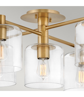 Hinkley Axel Multi Arm Semi Flush Ceiling Lamp Heritage Brass-2