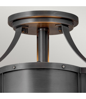 Hinkley Chance Cylindrical Ceiling Light Blackened Brass-2