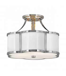Hinkley Chance Cylindrical Ceiling Light Polished Nickel with Polished White-1