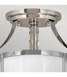 Hinkley Chance Cylindrical Ceiling Light Polished Nickel with Polished White-2