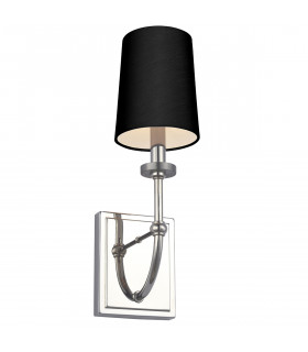 Feiss Felixstowe Wall Lamp with Shade Polished Chrome Black Faux Silk Shade 3000K IP44-1