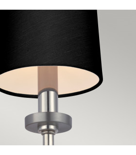 Feiss Felixstowe Wall Lamp with Shade Polished Chrome Black Faux Silk Shade 3000K IP44-2
