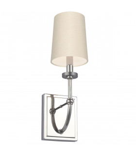 Feiss Felixstowe Wall Lamp with Shade Polished Chrome Scallop Faux Silk Shade 3000K IP44-1