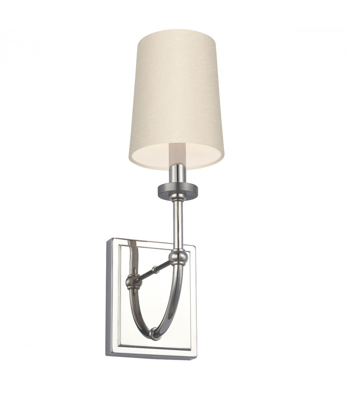 Feiss Felixstowe Wall Lamp with Shade Polished Chrome Scallop Faux Silk Shade 3000K IP44-1