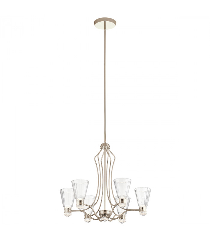 Kichler Kayva Integrated LED Multi Arm Pendant Ceiling Light Polished Nickel 3000K IP44-1