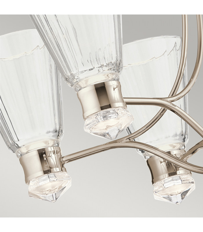 Kichler Kayva Integrated LED Multi Arm Pendant Ceiling Light Polished Nickel 3000K IP44-5