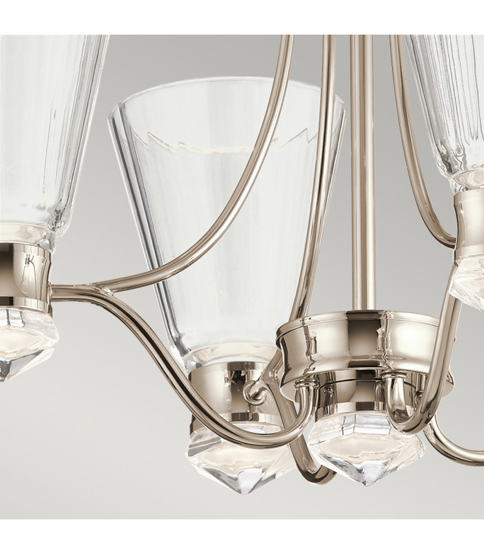 Kichler Kayva Integrated LED Multi Arm Pendant Ceiling Light Polished Nickel 3000K IP44-5