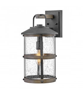 Hinkley Lakehouse Outdoor Wall Lantern Aged Zinc with Driftwood Grey IP44-1