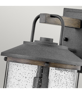 Hinkley Lakehouse Outdoor Wall Lantern Aged Zinc with Driftwood Grey IP44-2
