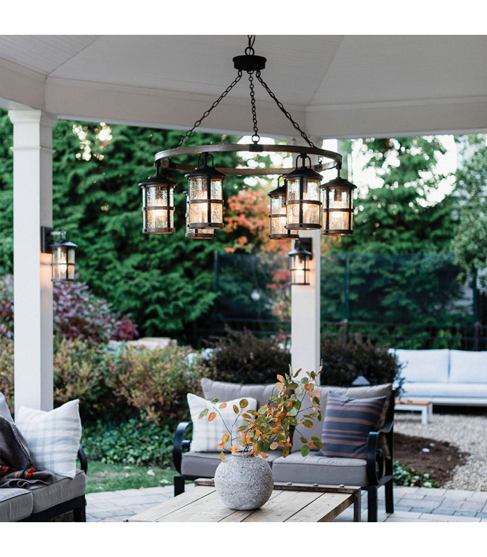 Hinkley Lakehouse Outdoor Pendant Ceiling Light Aged Zinc with Driftwood Grey IP44-6