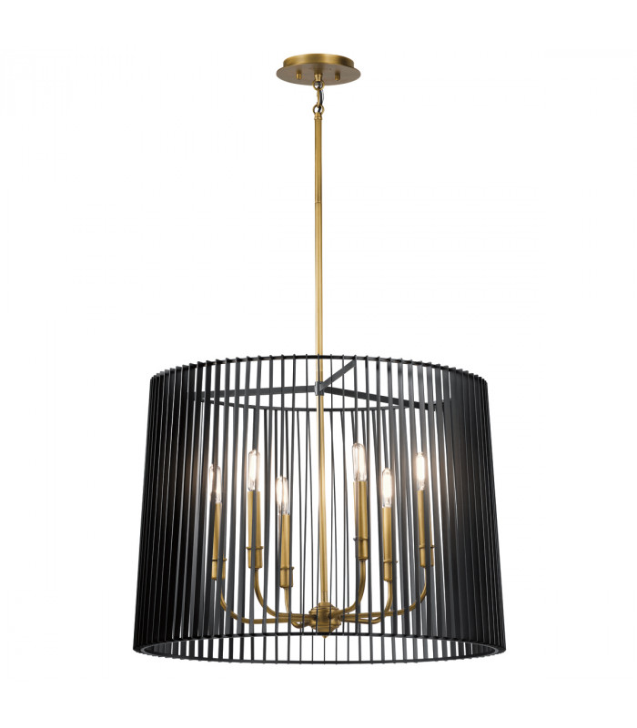 Kichler Linara Wire Frame Pendant Ceiling Light Black & Natural Brass-1