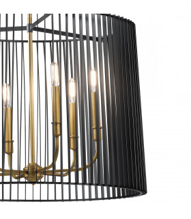 Kichler Linara Wire Frame Pendant Ceiling Light Black & Natural Brass-2