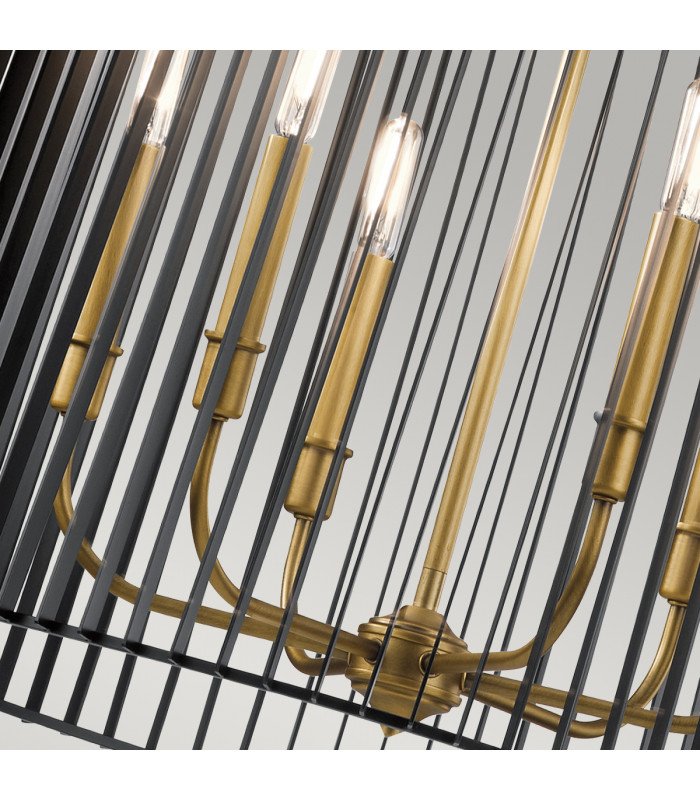 Kichler Linara Wire Frame Pendant Ceiling Light Black & Natural Brass-4