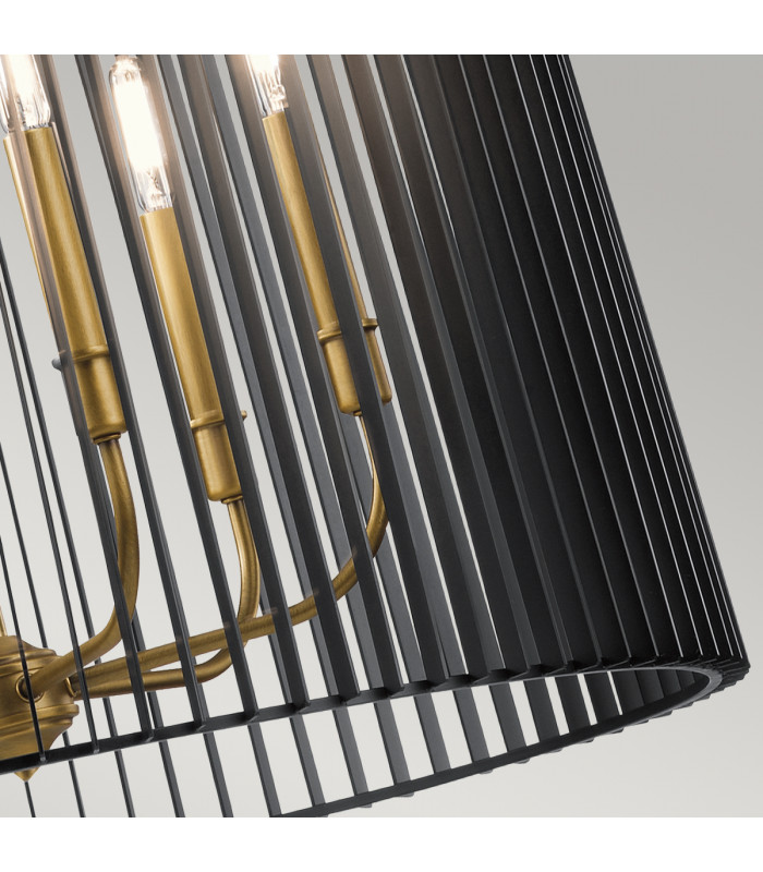 Kichler Linara Wire Frame Pendant Ceiling Light Black & Natural Brass-5