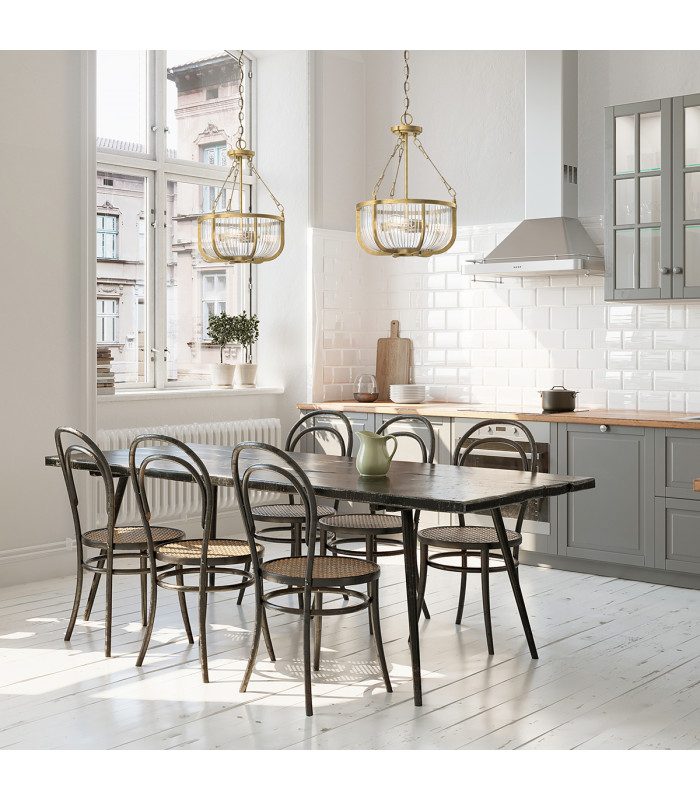 Kichler Roux Cylindrical Pendant Ceiling Light Natural Brass-6