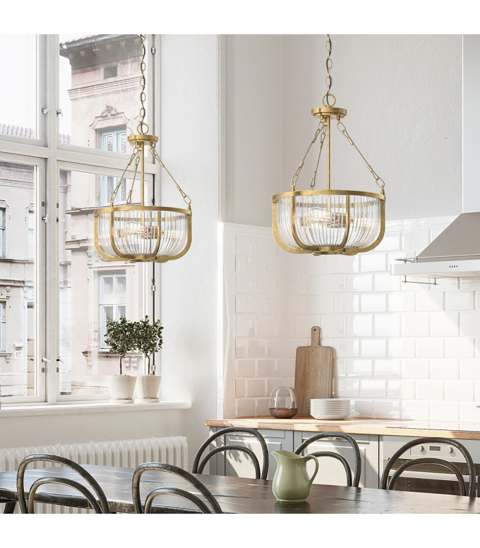 Kichler Roux Cylindrical Pendant Ceiling Light Natural Brass-7