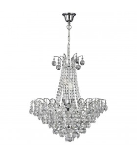 6 Light Crystal Chandelier Chrome Finish, E14 - 1