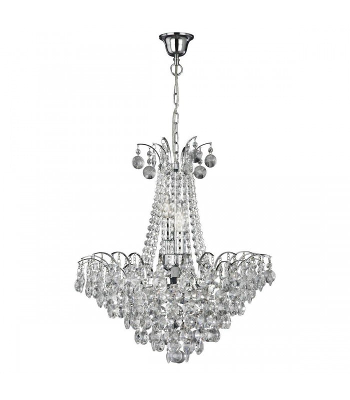 6 Light Crystal Chandelier Chrome Finish, E14 - 1