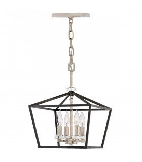 Hinkley Stinson Lanterns Pendant Ceiling Light Black with Polished Nickel-1