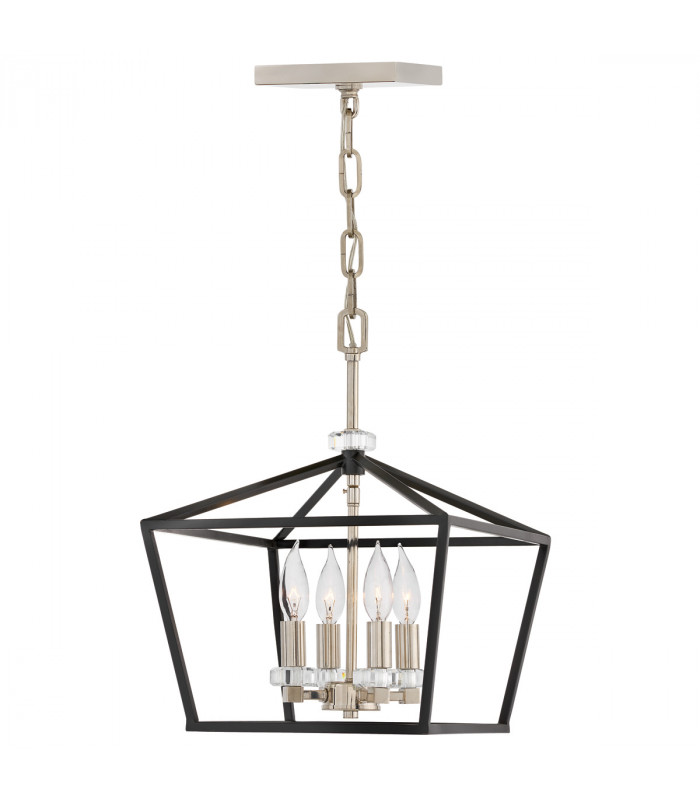 Hinkley Stinson Lanterns Pendant Ceiling Light Black with Polished Nickel-1