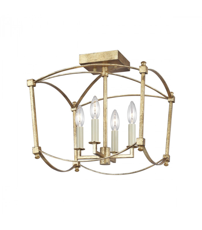 Feiss Thayer Semi Flush Ceiling Light Antique Gold-1