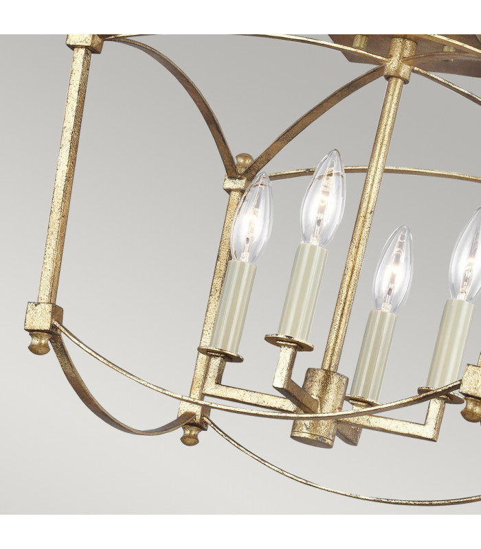Feiss Thayer Semi Flush Ceiling Light Antique Gold-3