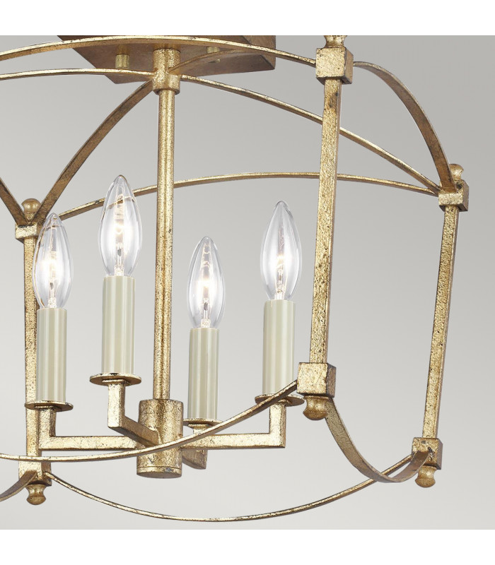Feiss Thayer Semi Flush Ceiling Light Antique Gold-4