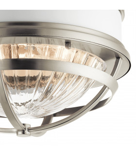 Kichler Tollis Bowl Semi Flush Ceiling Light Brushed Nickel & White-2