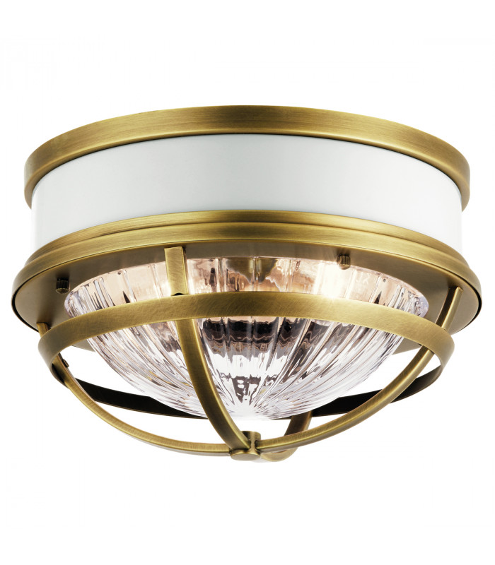 Kichler Tollis Bowl Semi Flush Ceiling Light Natural Brass & White-1