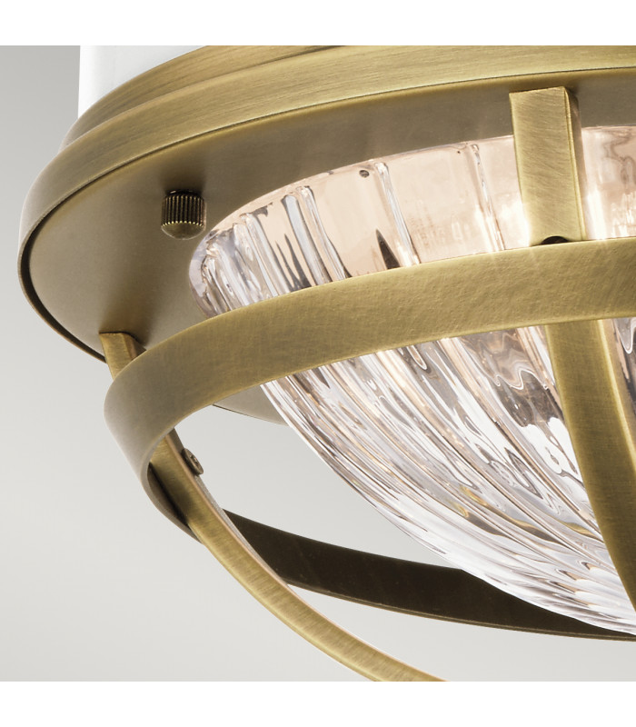 Kichler Tollis Bowl Semi Flush Ceiling Light Natural Brass & White-3