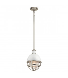 Kichler Tollis Globe Pendant Ceiling Light Brushed Nickel & White-1
