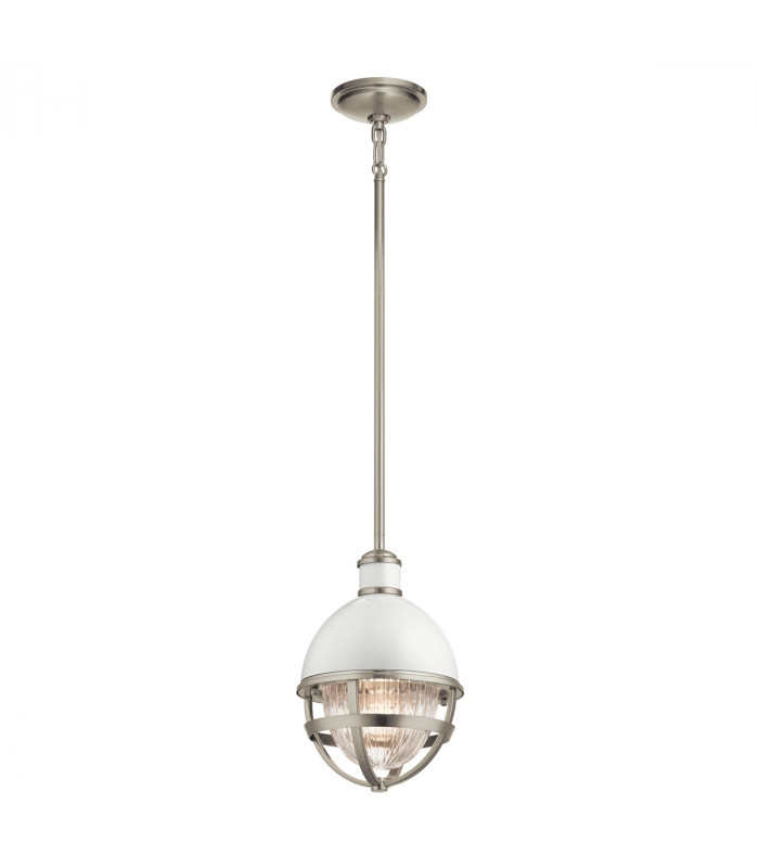 Kichler Tollis Globe Pendant Ceiling Light Brushed Nickel & White-1