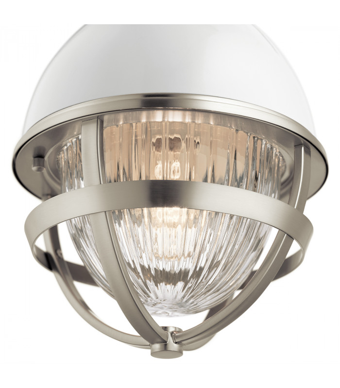 Kichler Tollis Globe Pendant Ceiling Light Brushed Nickel & White-2
