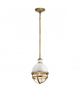 Kichler Tollis Globe Pendant Ceiling Light Natural Brass & White-1