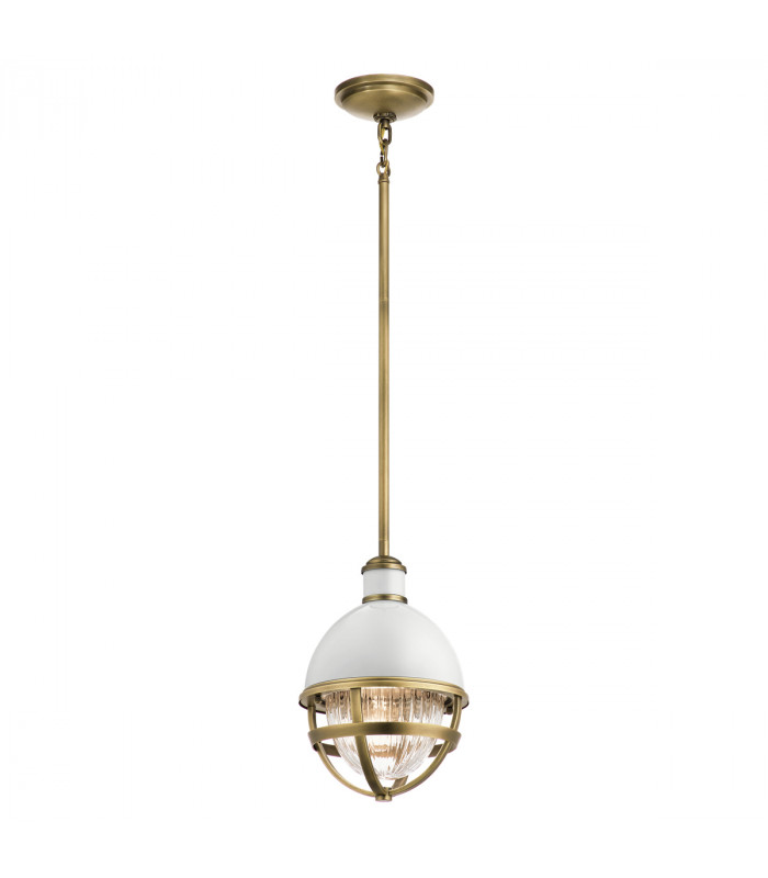 Kichler Tollis Globe Pendant Ceiling Light Natural Brass & White-1
